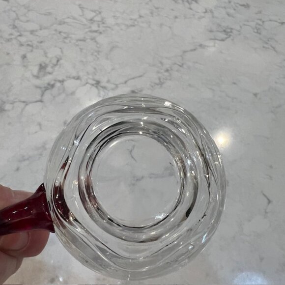 7 Duncan & Miller Glass Caribbean Punch Cups, Clear with Red Handle, Wavy Design - Picture 6 of 12